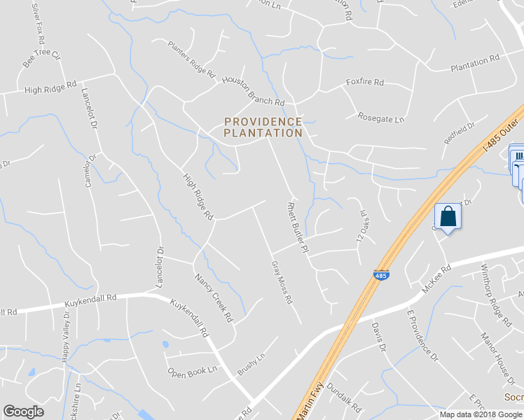 map of restaurants, bars, coffee shops, grocery stores, and more near 2411 High Ridge Road in Charlotte