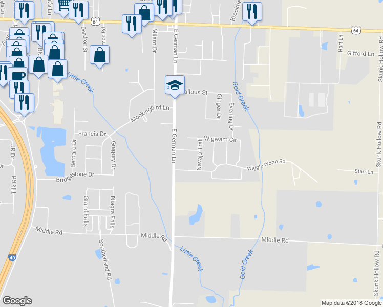 map of restaurants, bars, coffee shops, grocery stores, and more near 1911 Arrowhead Lane in Conway