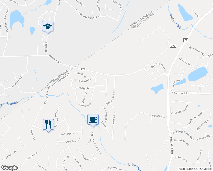 map of restaurants, bars, coffee shops, grocery stores, and more near 924 Laurel Meadow Drive in Fort Mill