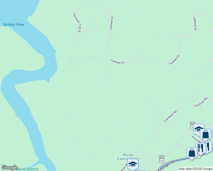 map of restaurants, bars, coffee shops, grocery stores, and more near 420 West Ridge Drive in Murphy