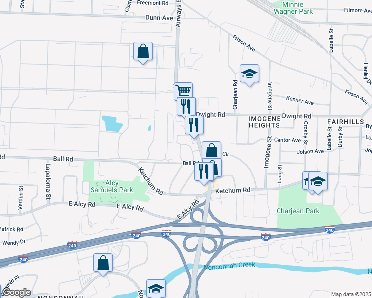 map of restaurants, bars, coffee shops, grocery stores, and more near 2252 Candlewyck Circle in Memphis