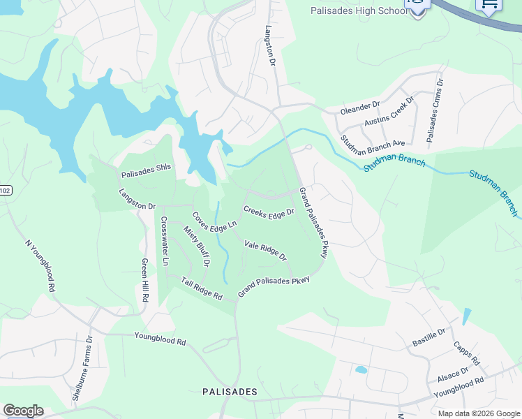 map of restaurants, bars, coffee shops, grocery stores, and more near 14911 Creeks Edge Drive in Charlotte