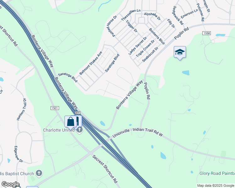 map of restaurants, bars, coffee shops, grocery stores, and more near 6005 Bonterra Village Way in Indian Trail