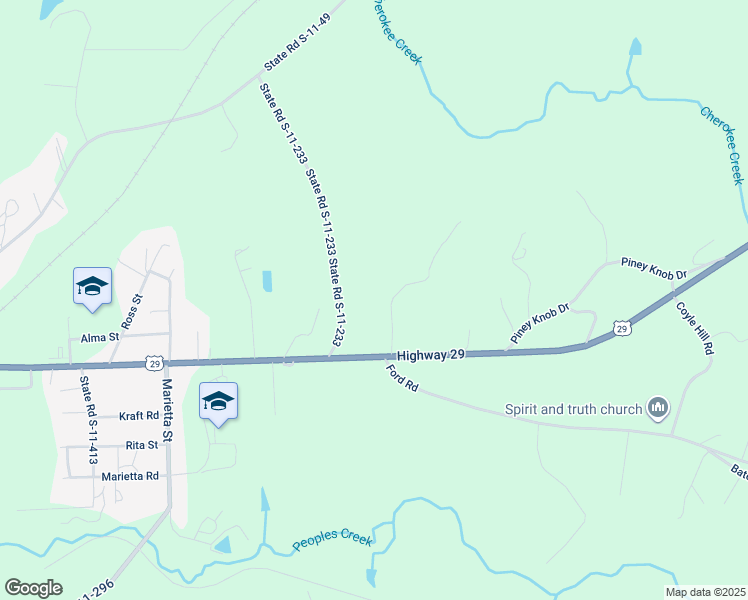 map of restaurants, bars, coffee shops, grocery stores, and more near 3525 Cherokee Avenue in Gaffney