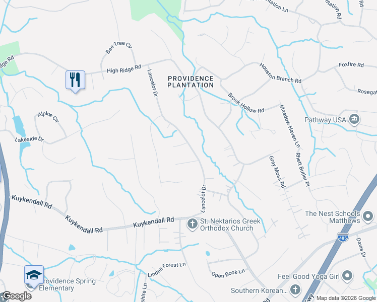map of restaurants, bars, coffee shops, grocery stores, and more near 5018 Carillon Way in Charlotte