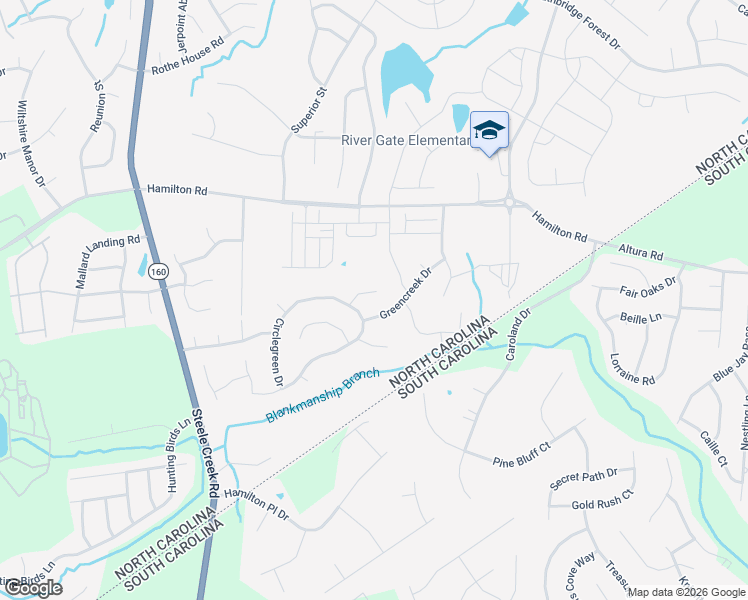 map of restaurants, bars, coffee shops, grocery stores, and more near 13128 Greencreek Drive in Charlotte