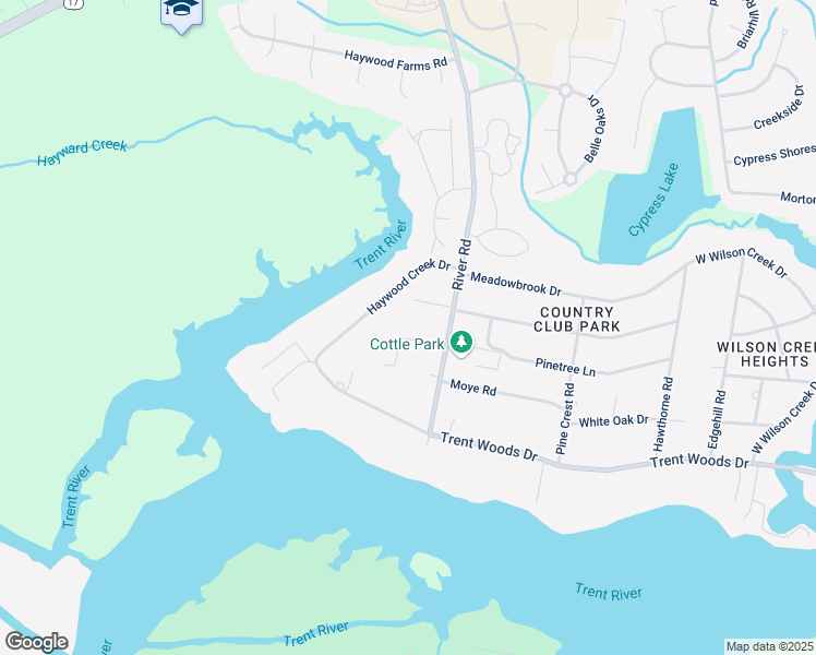 map of restaurants, bars, coffee shops, grocery stores, and more near 5305 Hatcher Rd in Trent Woods