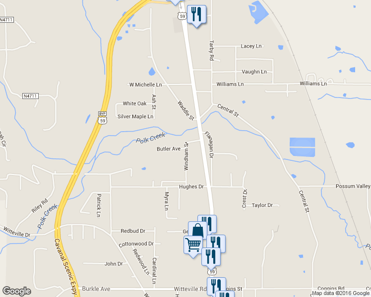 map of restaurants, bars, coffee shops, grocery stores, and more near 199 Windham Street in Poteau