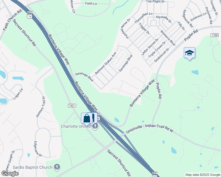 map of restaurants, bars, coffee shops, grocery stores, and more near 207 Aldendale Drive in Indian Trail