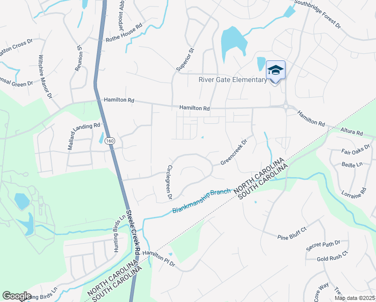 map of restaurants, bars, coffee shops, grocery stores, and more near 16200 Circlegreen Drive in Charlotte