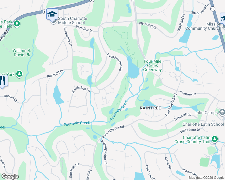 map of restaurants, bars, coffee shops, grocery stores, and more near in Charlotte