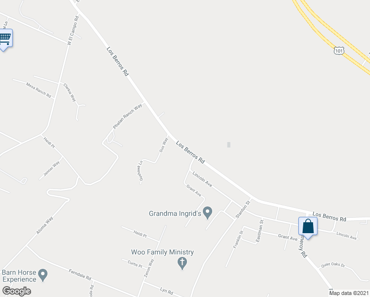 map of restaurants, bars, coffee shops, grocery stores, and more near Los Berros Road in San Luis Obispo County