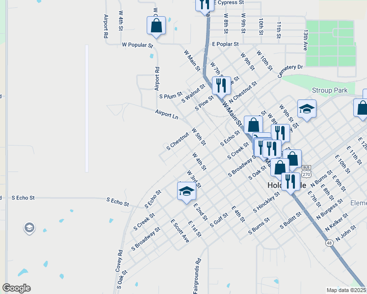 map of restaurants, bars, coffee shops, grocery stores, and more near 413 West 4th Street in Holdenville