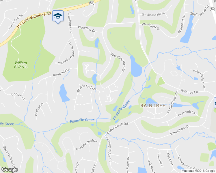 map of restaurants, bars, coffee shops, grocery stores, and more near Rounding Run Rd & Ivystone Ct in Charlotte