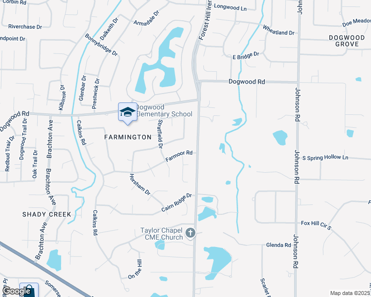 map of restaurants, bars, coffee shops, grocery stores, and more near 9077 Ashmere Drive in Memphis