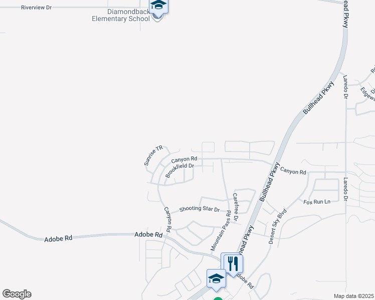 map of restaurants, bars, coffee shops, grocery stores, and more near 2292 Ryan Way in Bullhead City