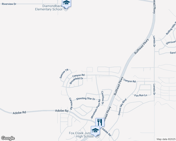 map of restaurants, bars, coffee shops, grocery stores, and more near 2337 Ryan Way in Bullhead City