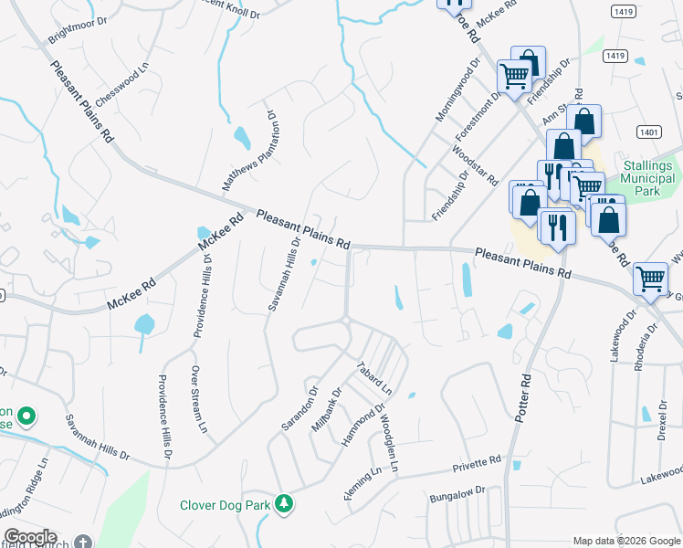 map of restaurants, bars, coffee shops, grocery stores, and more near in Charlotte