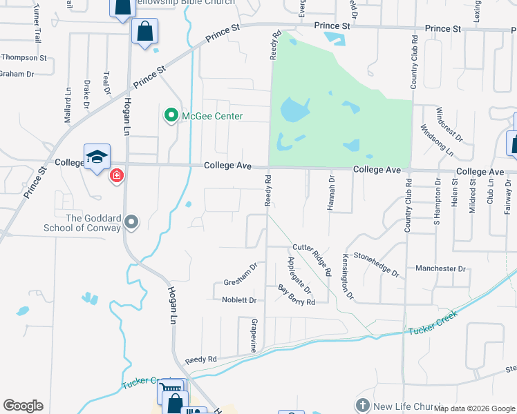 map of restaurants, bars, coffee shops, grocery stores, and more near 377 Reedy Road in Conway
