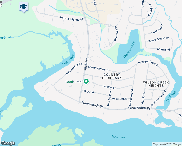 map of restaurants, bars, coffee shops, grocery stores, and more near 5218 Springwood Drive in Trent Woods