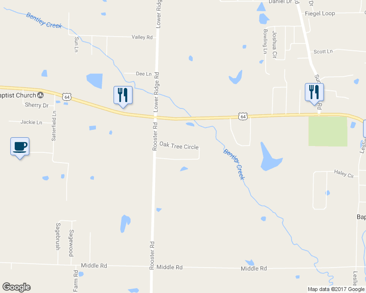 map of restaurants, bars, coffee shops, grocery stores, and more near 29 Oak Tree Circle in Conway