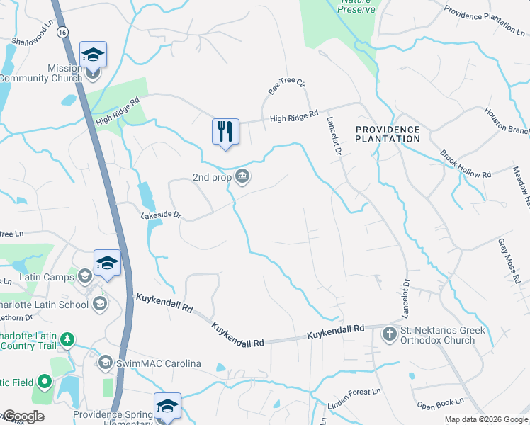map of restaurants, bars, coffee shops, grocery stores, and more near 3517 Lakeside Drive in Charlotte
