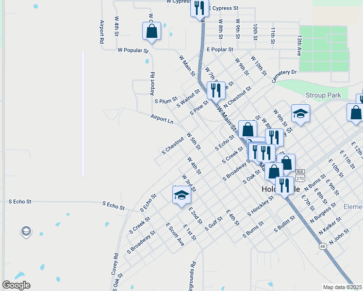 map of restaurants, bars, coffee shops, grocery stores, and more near 413 West 4th Street in Holdenville