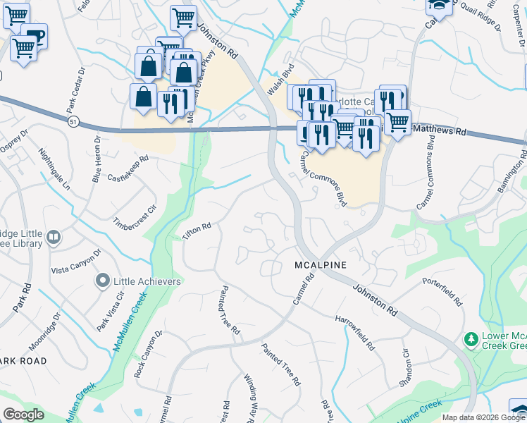 map of restaurants, bars, coffee shops, grocery stores, and more near in Charlotte