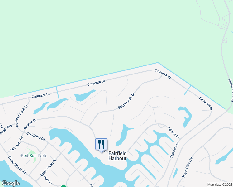 map of restaurants, bars, coffee shops, grocery stores, and more near 1207 Petite Terre Court in New Bern