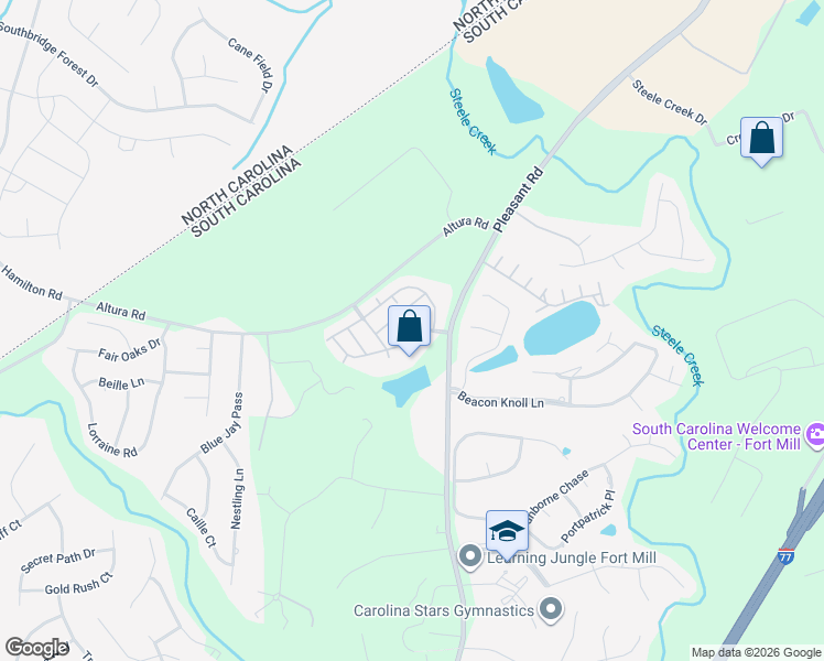 map of restaurants, bars, coffee shops, grocery stores, and more near 414 Hunters Dance Road in Fort Mill
