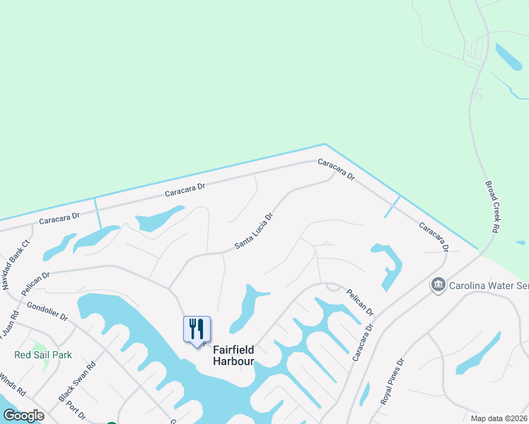 map of restaurants, bars, coffee shops, grocery stores, and more near 1315 Santa Lucia Rd in New Bern