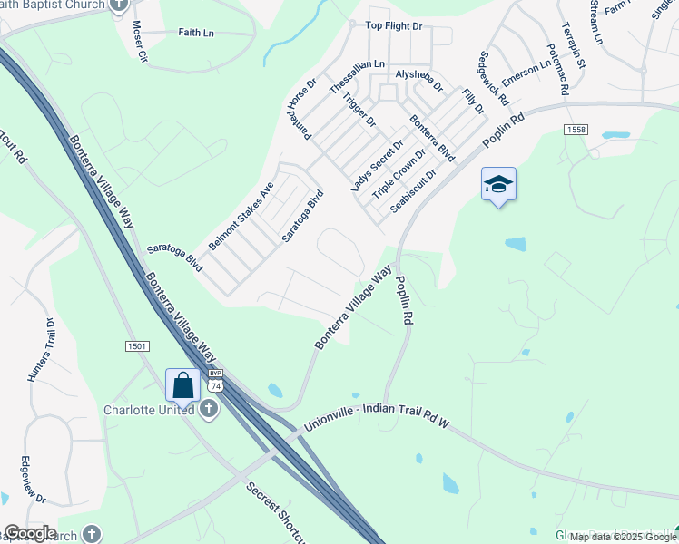map of restaurants, bars, coffee shops, grocery stores, and more near 5922 State Road 1508 in Indian Trail