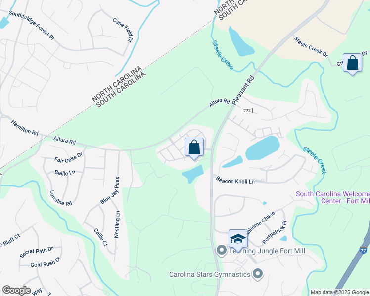 map of restaurants, bars, coffee shops, grocery stores, and more near 731 Elders Story Road in Fort Mill