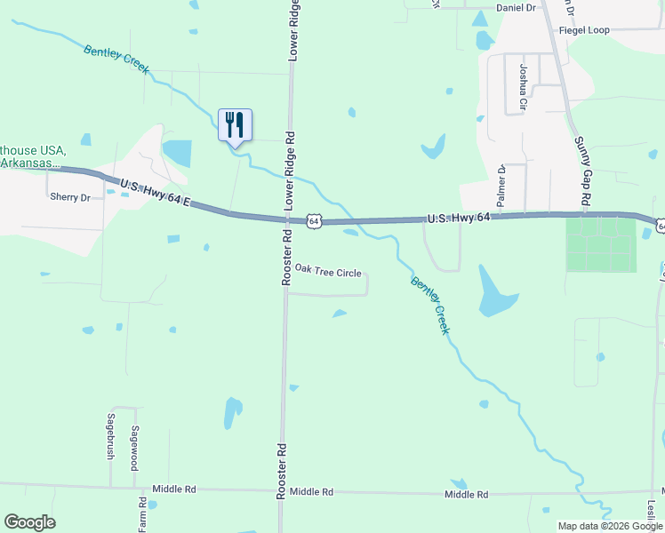map of restaurants, bars, coffee shops, grocery stores, and more near 29 Oak Tree Circle in Conway