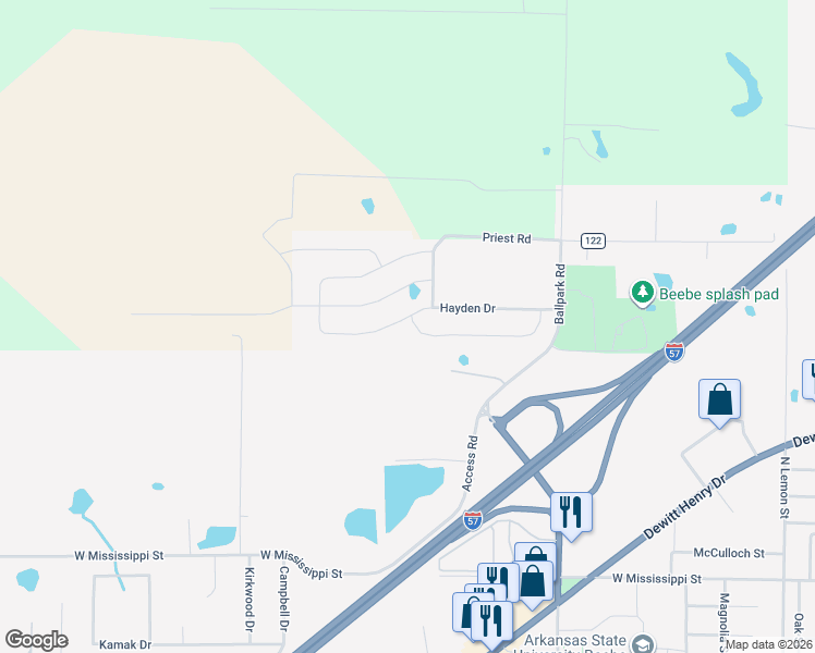 map of restaurants, bars, coffee shops, grocery stores, and more near 237 Heather Loop in Beebe