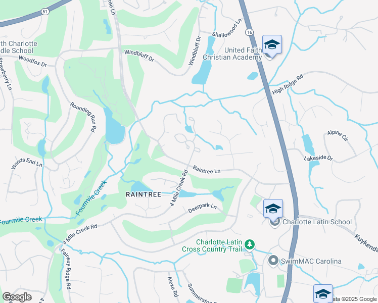 map of restaurants, bars, coffee shops, grocery stores, and more near 9345 4 Mile Creek Road in Charlotte