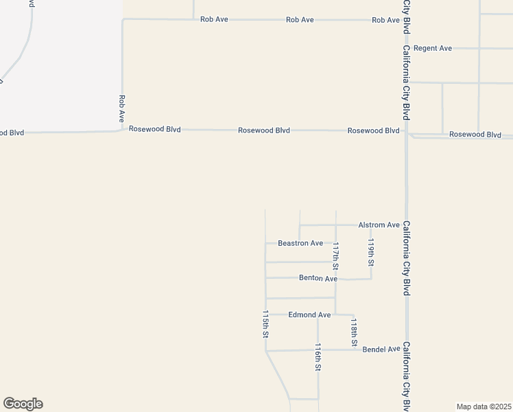 map of restaurants, bars, coffee shops, grocery stores, and more near Rosewood Boulevard in California City