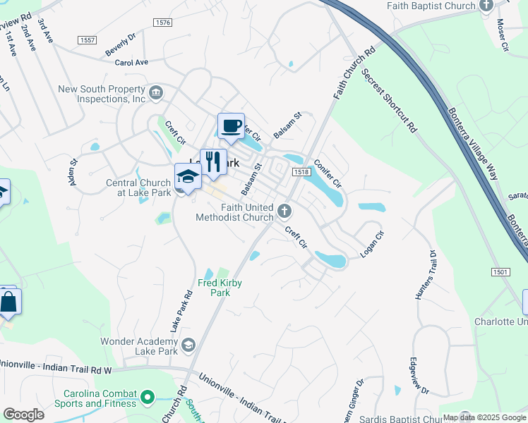 map of restaurants, bars, coffee shops, grocery stores, and more near 6029 Creft Circle in Indian Trail