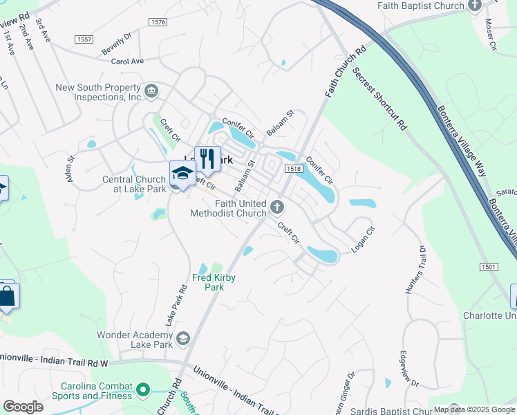 map of restaurants, bars, coffee shops, grocery stores, and more near 6018 Creft Circle in Indian Trail