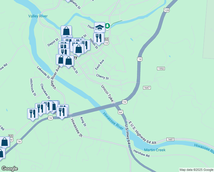 map of restaurants, bars, coffee shops, grocery stores, and more near 78 Terrace Avenue in Murphy
