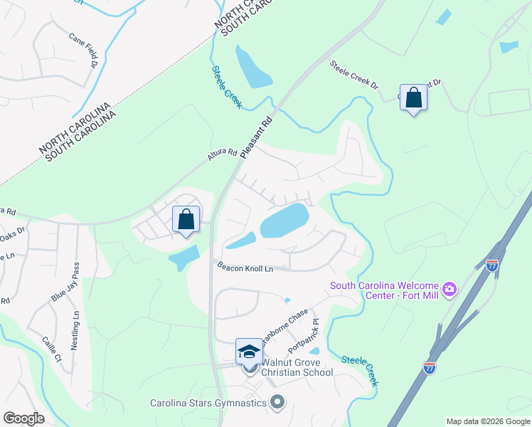map of restaurants, bars, coffee shops, grocery stores, and more near 142 Lake Pointe Drive in Fort Mill