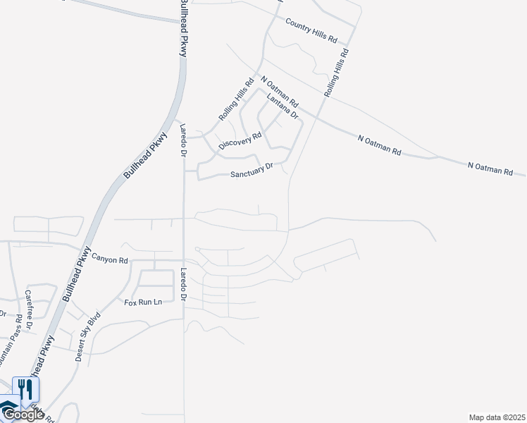 map of restaurants, bars, coffee shops, grocery stores, and more near 2668 Woods Canyon Road in Bullhead City