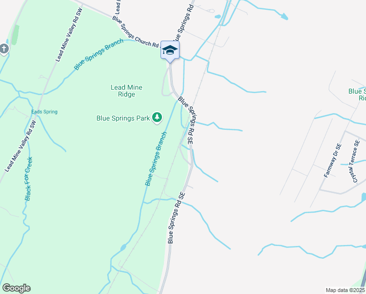 map of restaurants, bars, coffee shops, grocery stores, and more near 165 Old Blue Springs Road Southeast in Cleveland