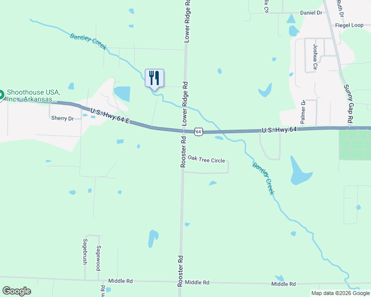 map of restaurants, bars, coffee shops, grocery stores, and more near 302 U.S. 64 in Conway