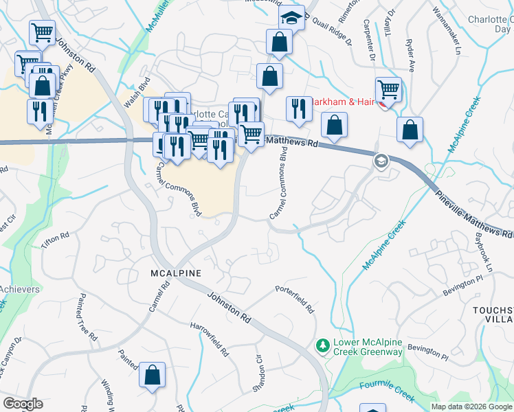 map of restaurants, bars, coffee shops, grocery stores, and more near in Charlotte