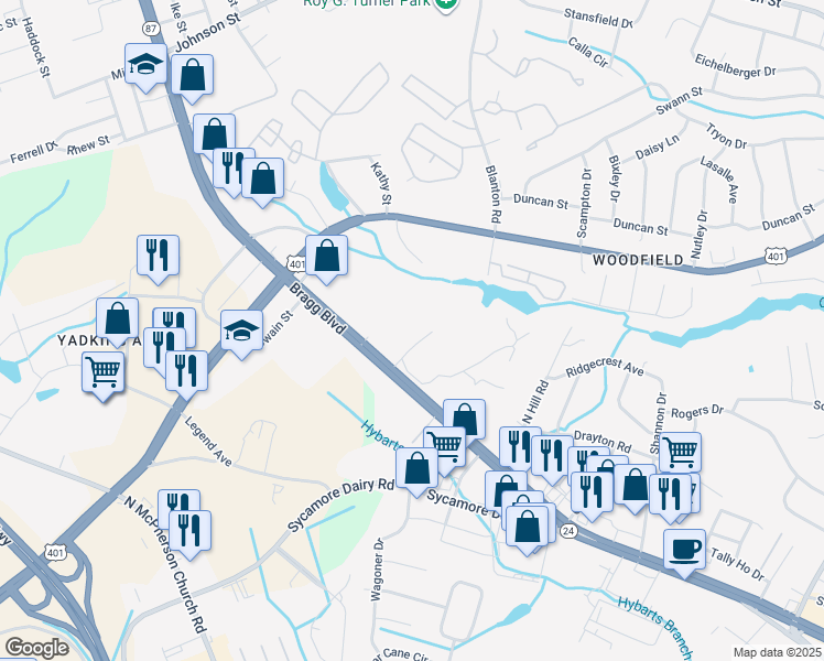 map of restaurants, bars, coffee shops, grocery stores, and more near 730 Villagio Place in Fayetteville