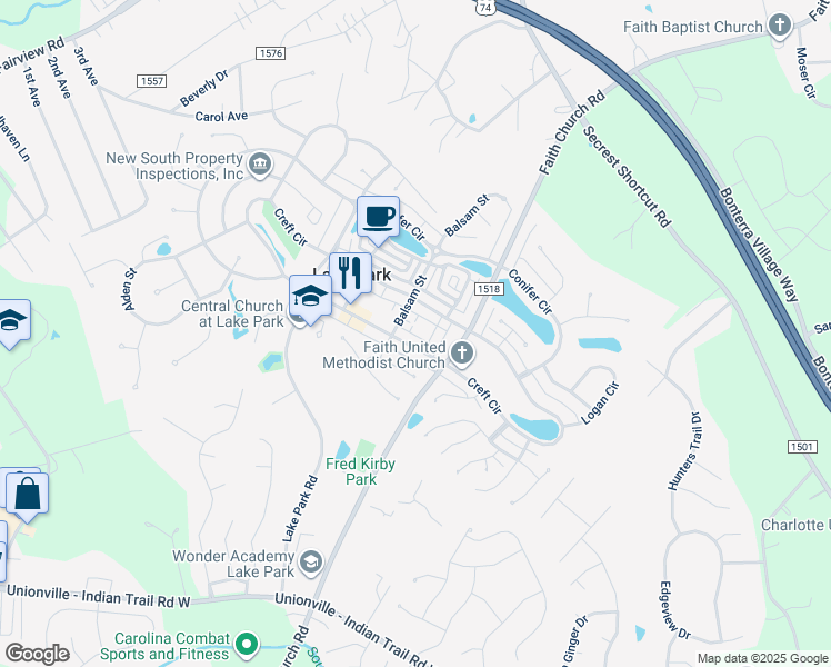 map of restaurants, bars, coffee shops, grocery stores, and more near 6914 Margaret Court in Indian Trail
