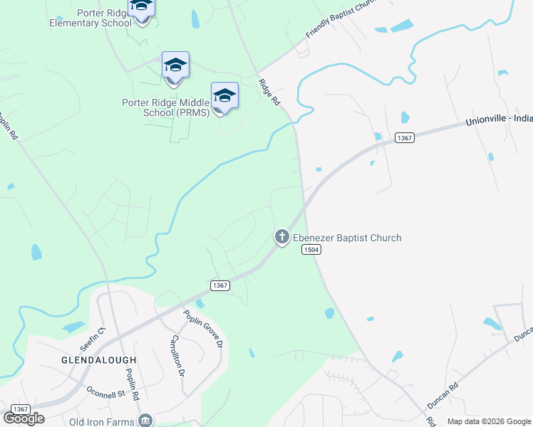 map of restaurants, bars, coffee shops, grocery stores, and more near 2607 Ridge Road in Indian Trail