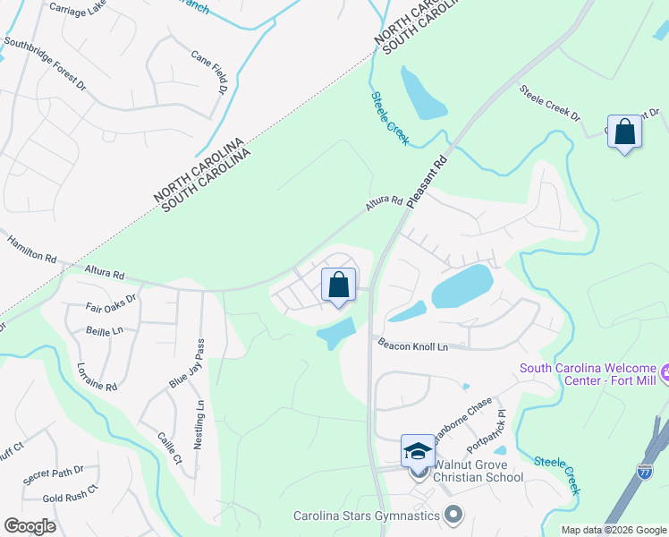 map of restaurants, bars, coffee shops, grocery stores, and more near 263 River Clay Road in Fort Mill