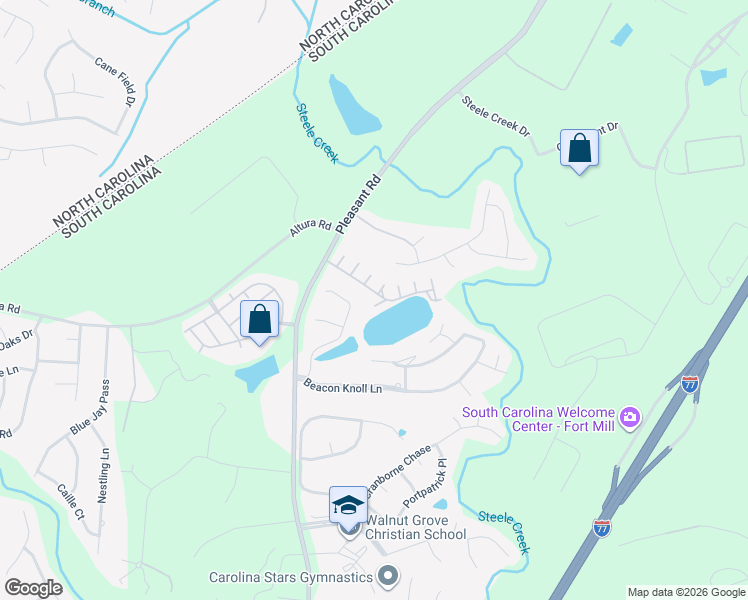 map of restaurants, bars, coffee shops, grocery stores, and more near 402 Merion Lane in Fort Mill